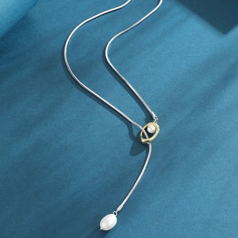 2024 New Simulated Pearl Tassel Long Necklaces & Pendants for Women Temperament Clavicle Chain Girls Jewelry