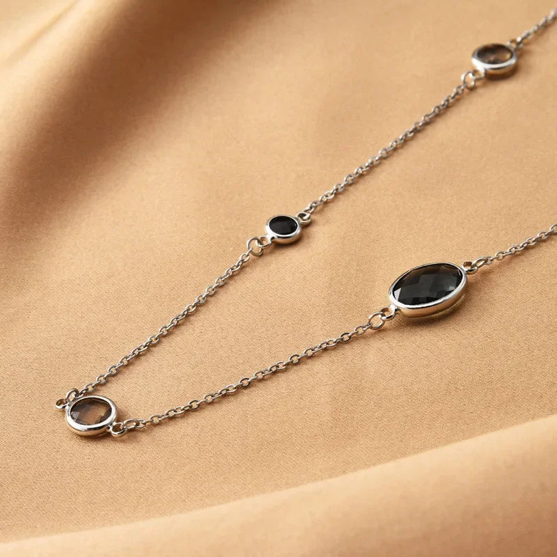 Minimalist Bohemia Long Pendant Necklace for Women Crystal Oval Square Geometric Long Chain Fashion Jewelry Statement Girl Gift