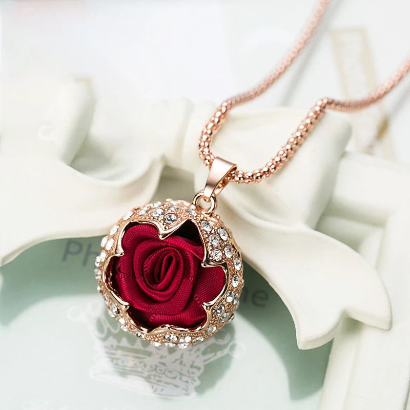 Fashion vintage red flower Choker Collier Femme Long Necklaces for Women Statement Necklaces & Pendants Accessories